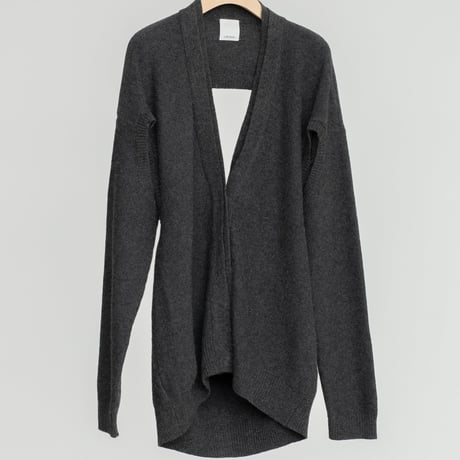 EXTRA FINE MERINO WOOL CUT OUT KNIT CARDIGAN (Charcoal)