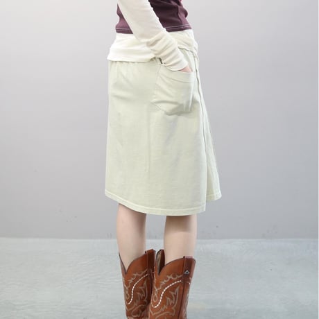 Pleated Jersey Skirt  (Beige)