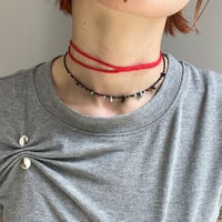 multi-chips metallic crochet necklace (BLK)