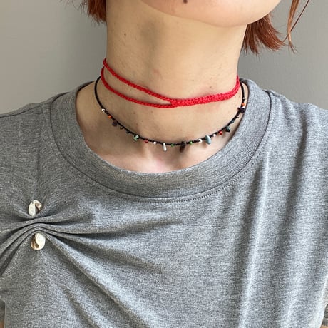 multi-chips metallic crochet necklace (BLK)