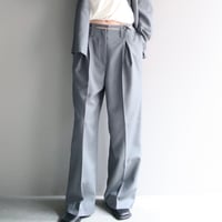 Wool Mix Double Belt Wide Slacks (Gray)