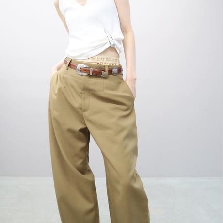 Wool Mix Curved Trousers (Camel)