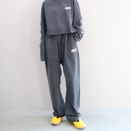 SUPER FINE DRY DAMAGE WIDE PANTS (BLK)