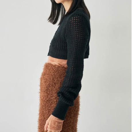 Wool Mesh Short Ccardigan (BLK)