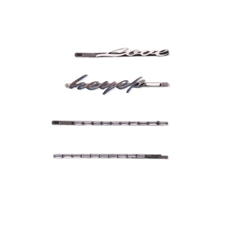 Logo & Rhinestone Hair Pins - 4 Piece Set