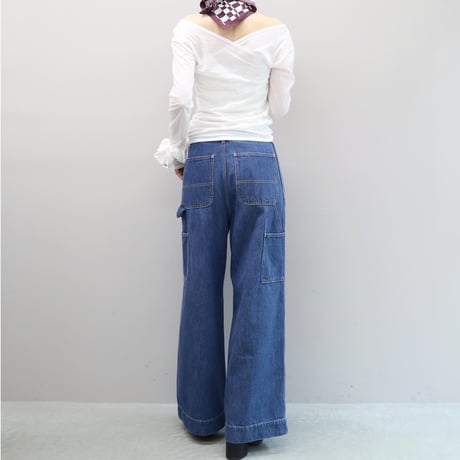 Natural Slub Denim Wide Painter Pants