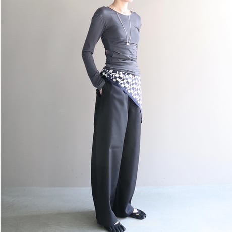 Wool Mix Curved Trousers (Black)