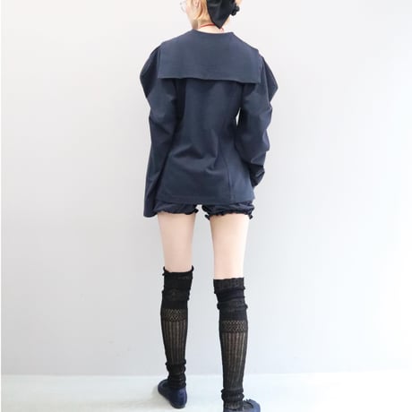 SUPER FINE DRY SAILOR COLLAR L/S TOPS (NAVY)