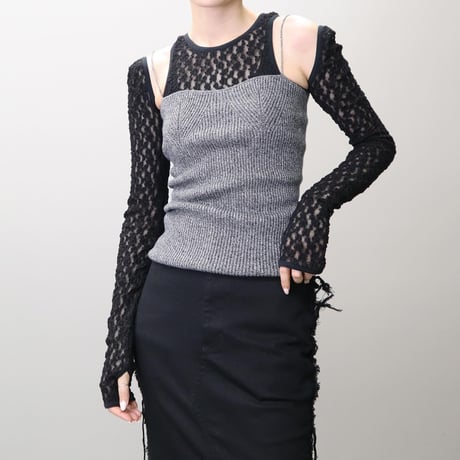 Stretch Lace Tops & Sleeve (BLACK)