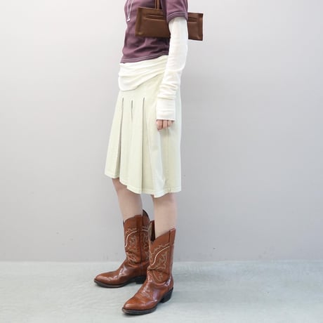 Pleated Jersey Skirt  (Beige)