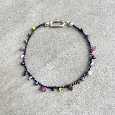 multi-chips Ⅱ metallic crochet bracelet (dark puple)
