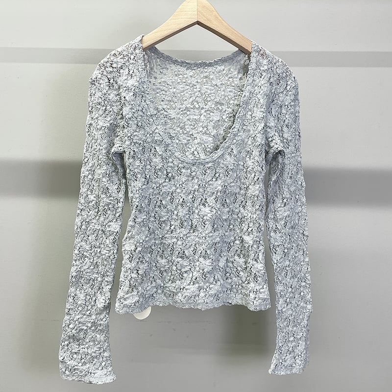 Cotton Shrink Lace 2Way Top (L/Gray) | Tavy STORE