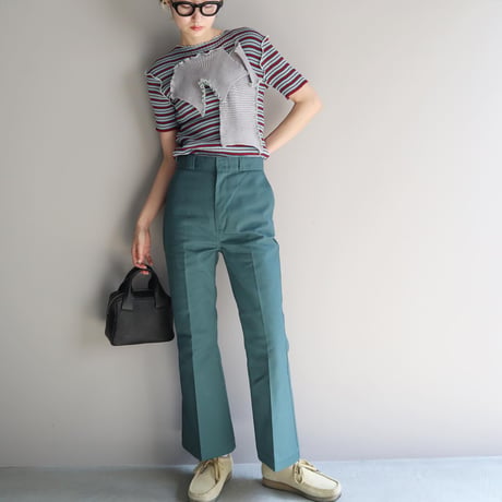 DICKIES LACE-UP BELL-BOTTOM PANTS  -MOSS-