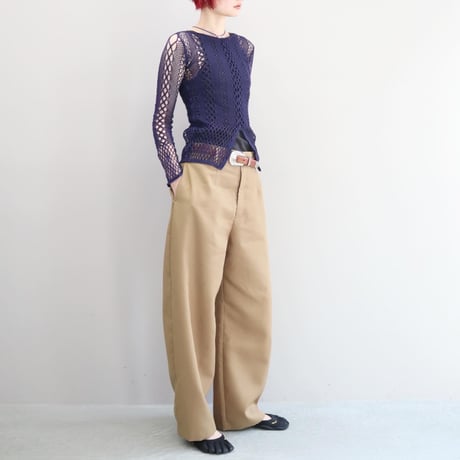 Wool Mix Curved Trousers (Camel)