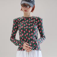 SUPER RIB PADDED SHOULDER CREW-NECK L/S TOPS（TULIP）