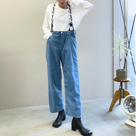 DAMAGE CORDUROY SUSPENDER PANTS (BLUE)