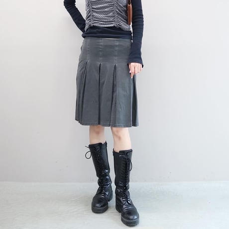 Pleated Jersey Skirt  (Gray)