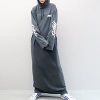 SUPER FINE DRY DAMAGE L/S HOODED DRESS (BLK)