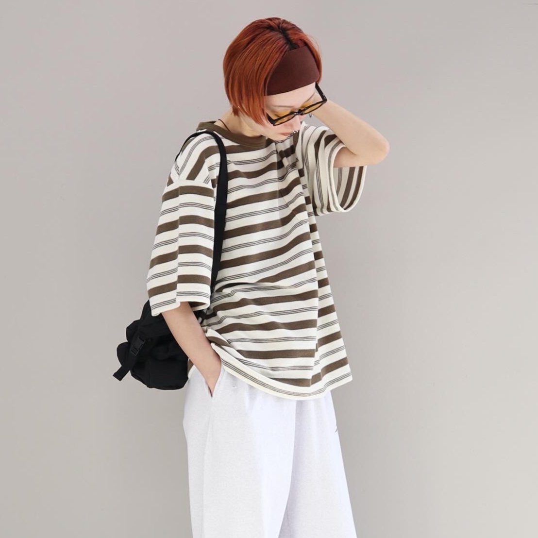 トップス KAJA HIGH GAUGE BORDER POCKET TEE KAJA HIGH GAUGE BORDER