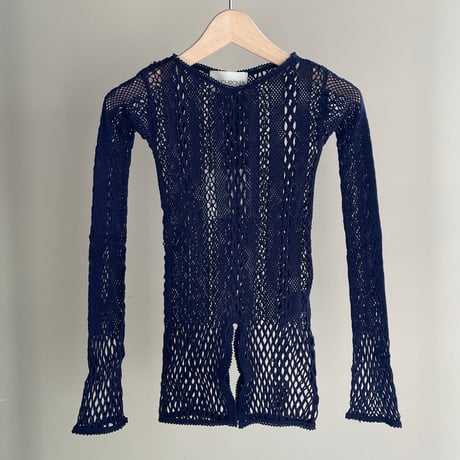 STRETCH LACE LONG SLEEVE TEE (Navy)