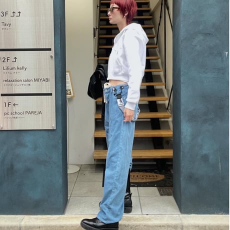 DAMAGE CORDUROY SUSPENDER PANTS (BLUE)