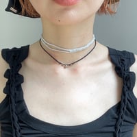 pastry and peanut metallic crochet necklace (BLK)