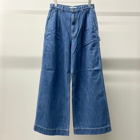 Natural Slub Denim Wide Painter Pants