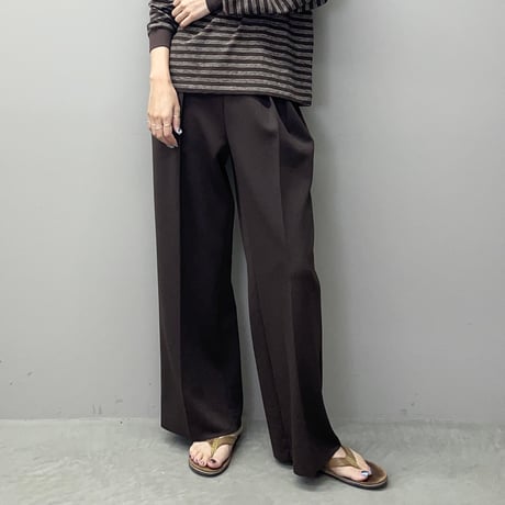 Amunzen 2 tuck wide pants (BROWN)