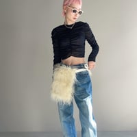 Cotton Tulle Gather Top  (Black)