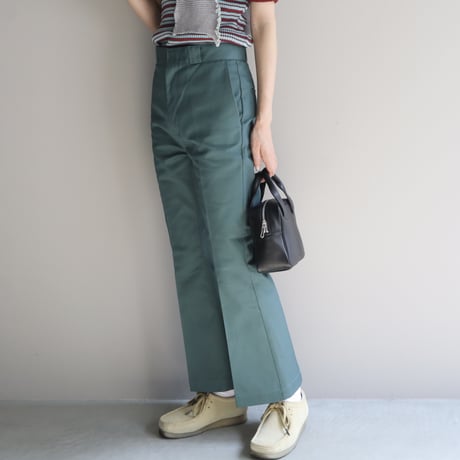 DICKIES LACE-UP BELL-BOTTOM PANTS  -MOSS-