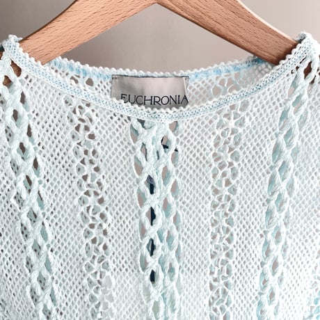 STRETCH LACE LONG SLEEVE TEE (pale blue)