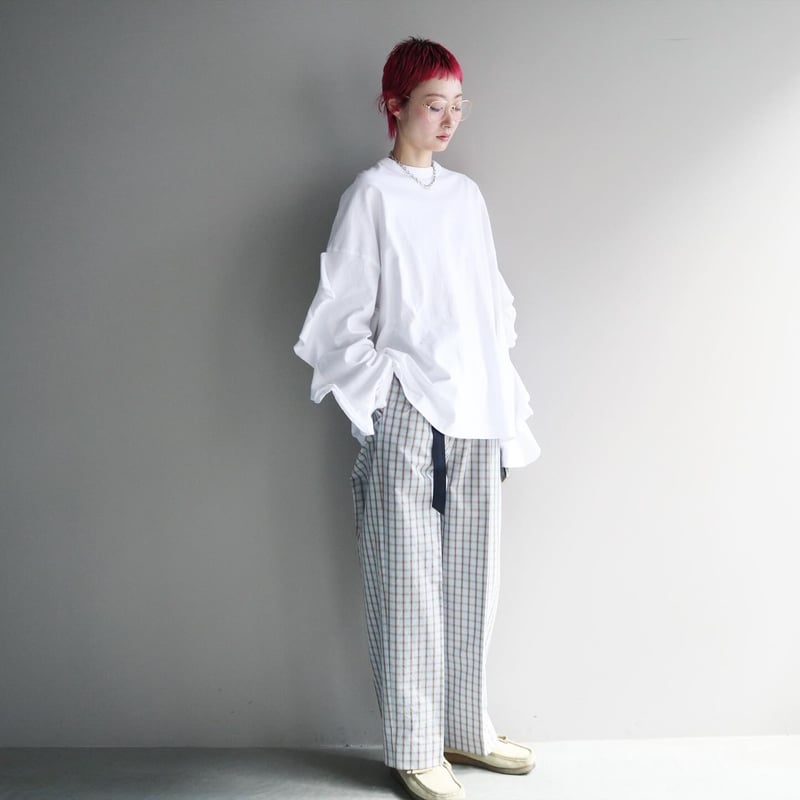 HOLIDAY WASHED CHECK DRAWSTRINGS シャツパンツ