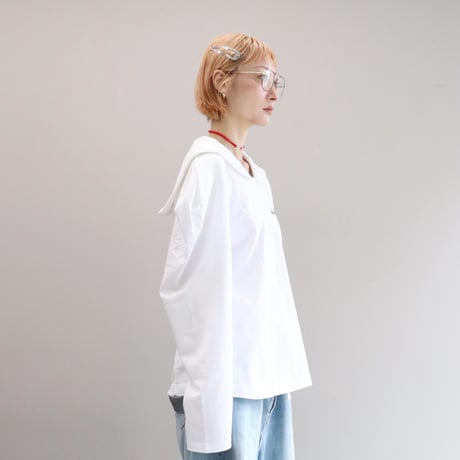 SUPER FINE DRY SAILOR COLLAR L/S TOPS (WHT)