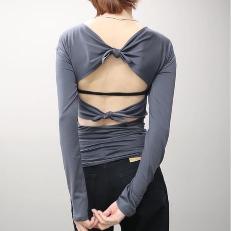 Lyocell Knot Back Tuck Side Top (Charcoal)