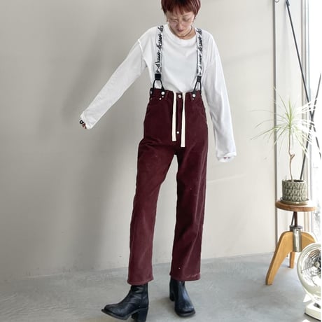 DAMAGE CORDUROY SUSPENDER PANTS (BROWN)