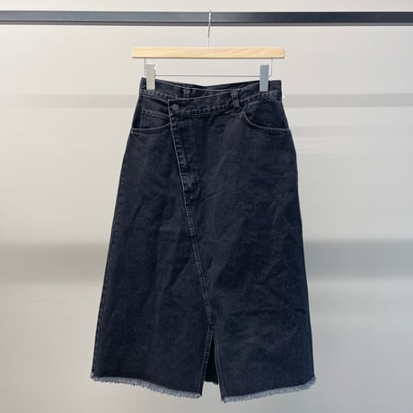 Denim A-line skirt  (BLK)