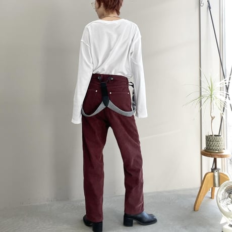 DAMAGE CORDUROY SUSPENDER PANTS (BROWN)