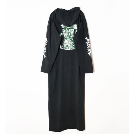 SUPER FINE DRY DAMAGE L/S HOODED DRESS (BLK)