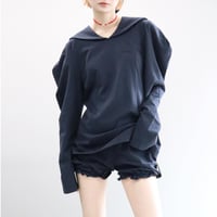 SUPER FINE DRY SAILOR COLLAR L/S TOPS (NAVY)