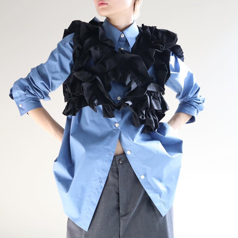 HOUGA】kiki frill vest ブルー