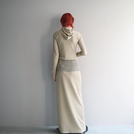 Organic Cotton Pile Long Skirt (Khaki Beige)