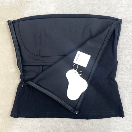 Elastic Rib Paded Bare Top  (BLK)