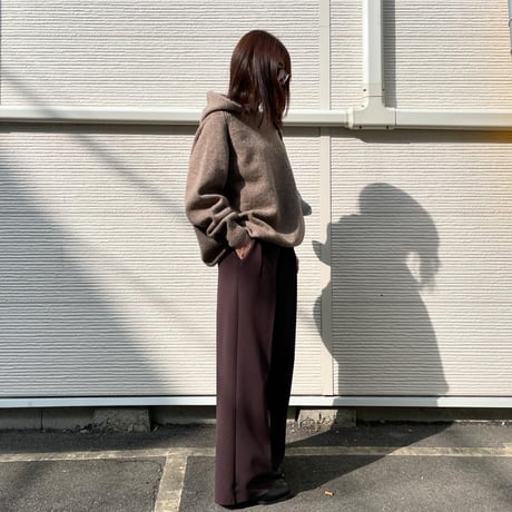 Amunzen 2 tuck wide pants (BROWN)