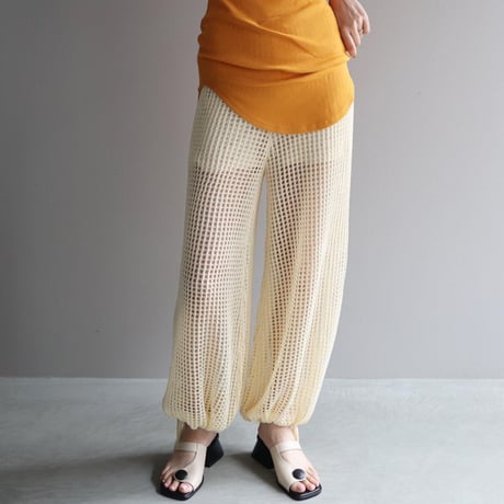 Wide mesh pants - Ivory