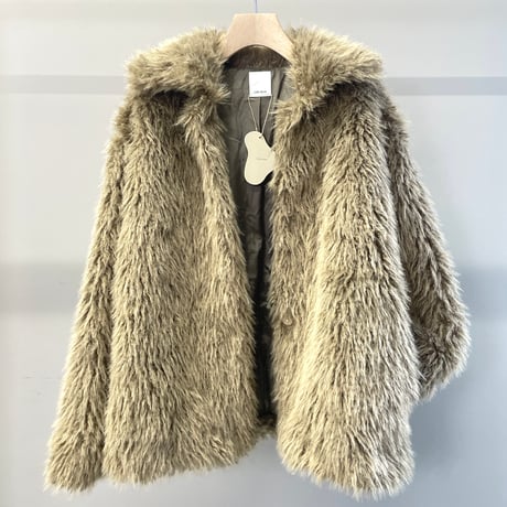ECO FUR SNAP FRONT JACKET (Khaki)
