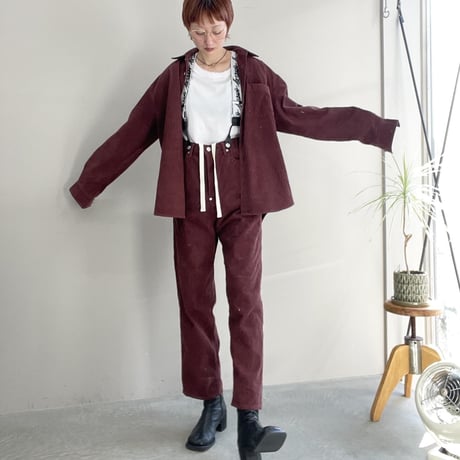 DAMAGE CORDUROY SUSPENDER PANTS (BROWN)