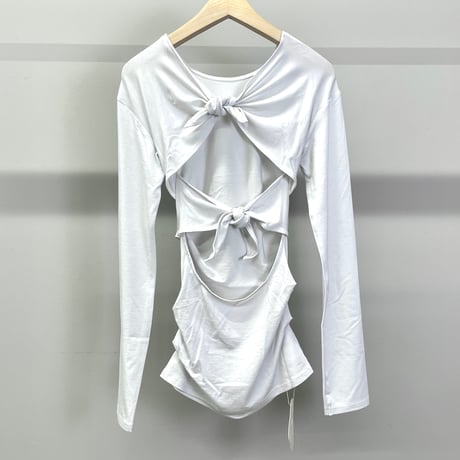 Lyocell Knot Back Tuck Side Top (Ice)