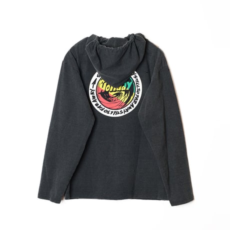 SUPER FINE DRY DAMAGE L/S HOODIE（RASTER CIRCLE） (BLK)
