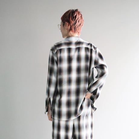 Rayon ombre check L/S shirts (BROWN)