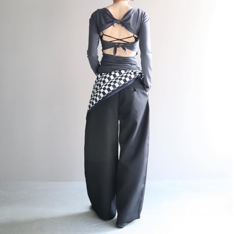 Wool Mix Curved Trousers (Black)